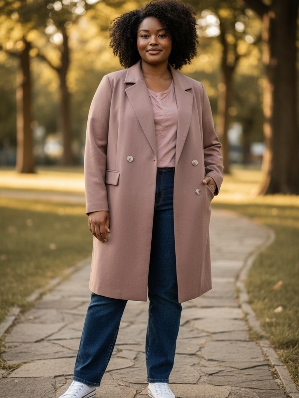 torrid Mauve Double-Breasted Long Trench Coat